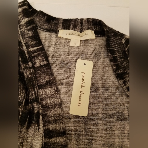 NWT Painted Threads Women's Open Cardigan 3/4 Dolman  Sleeves Black Gray Small - Picture 9 of 10